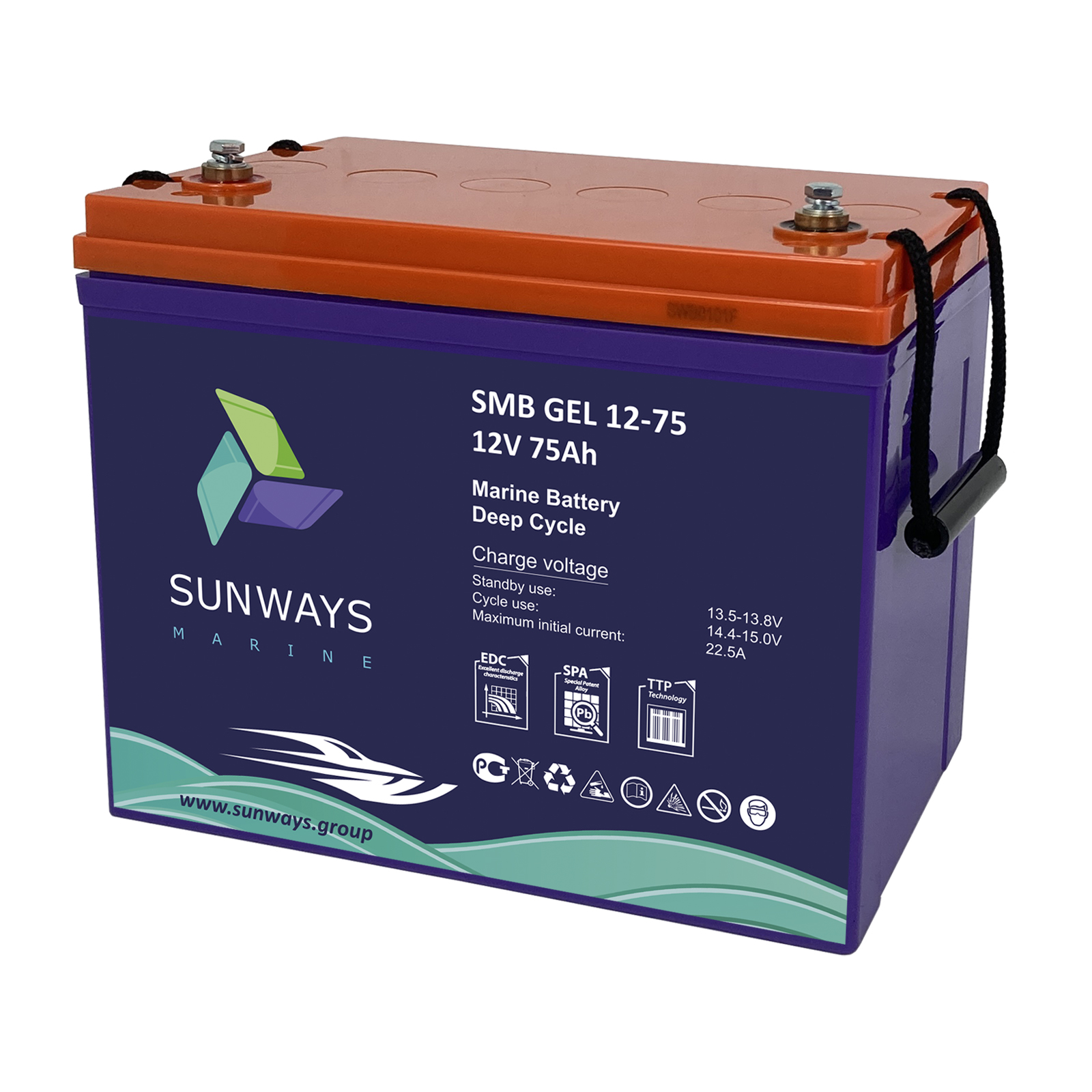 Аккумуляторная батарея Sunways Marine SMB GEL 12-75